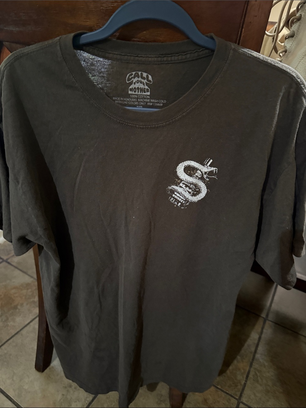 Men's Brown Short-Sleeve Graphic Tee - Snake Emblem